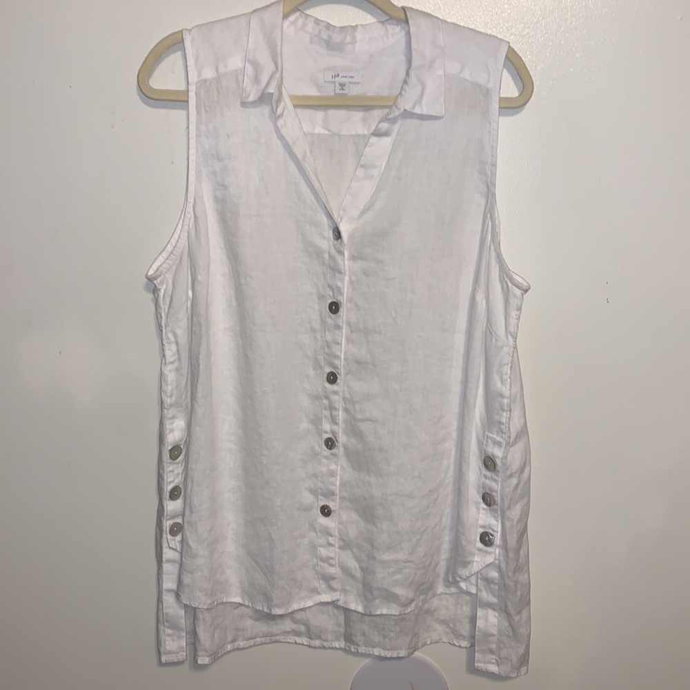 J. Jill Love Linen Peplum high low sleeveless tunic - Picture 9 of 10